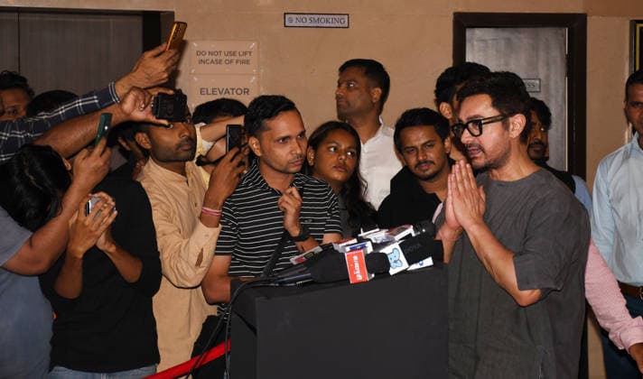 July 2, 2026, Mumbai, Maharashtra, India: Bollywood actor Aamir Khan (R) interacts with the media at the screening of web series Pritam & Pedro in Mumbai. Mumbai India  - ZUMAs197 20260702_aaa_s197_222 Copyright: xAshishxVaishnavx