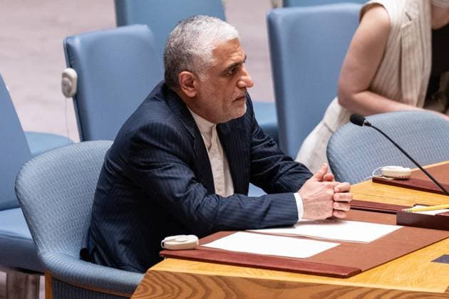 July 2, 2026, New York, New York, USA: Ambassador Amir Saeid Iravani of Iran attends Security Council meeting on The situation in the Middle East requested by Kingdom of Bahrain at UN Headquarters in New York, NY on July 2, 2026. New York USA  - ZUMAr339 20260702_znp_r339_004 Copyright: xLevxRadinx