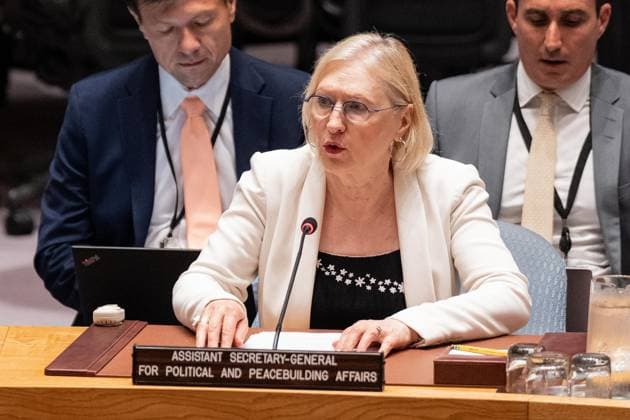 July 2, 2026, New York, New York, USA: Elizabeth Spehar, Assistant Secretary-General of the Department of Political and Peacebuilding Affairs speaks during Security Council meeting on The situation in the Middle East requested by Kingdom of Bahrain at UN Headquarters in New York, NY on July 2, 2026. New York USA  - ZUMAr339 20260702_znp_r339_005 Copyright: xLevxRadinx