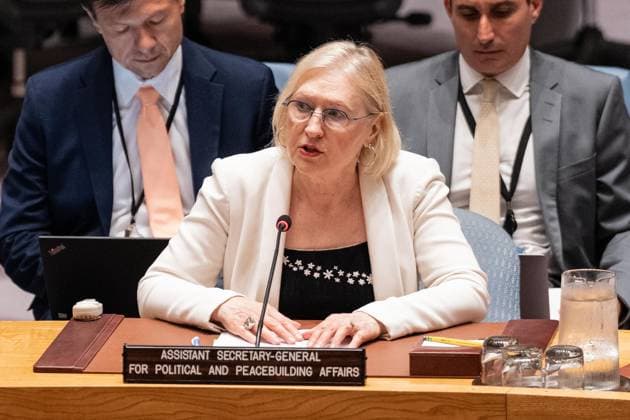 July 2, 2026, New York, New York, USA: Elizabeth Spehar, Assistant Secretary-General of the Department of Political and Peacebuilding Affairs speaks during Security Council meeting on The situation in the Middle East requested by Kingdom of Bahrain at UN Headquarters in New York, NY on July 2, 2026. New York USA - ZUMAr339 20260702_znp_r339_007 Copyright: xLevxRadinx
