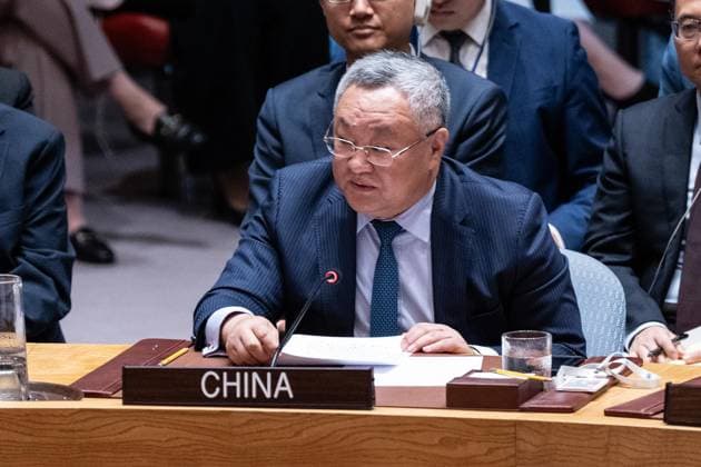 July 2, 2026, New York, New York, USA: Ambassador Fu Cong of China speaks during Security Council meeting on The situation in the Middle East requested by Kingdom of Bahrain at UN Headquarters in New York, NY on July 2, 2026. New York USA - ZUMAr339 20260702_znp_r339_030 Copyright: xLevxRadinx
