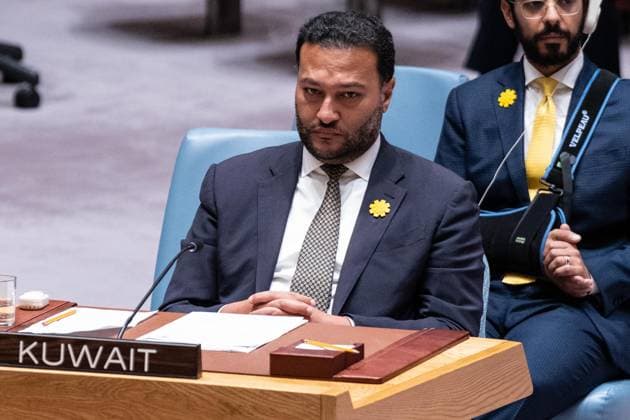 July 2, 2026, New York, New York, USA: Ambassador Tareq M. A. M. Albanai of Kuwait attends Security Council meeting on The situation in the Middle East requested by Kingdom of Bahrain at UN Headquarters in New York, NY on July 2, 2026. New York USA - ZUMAr339 20260702_znp_r339_036 Copyright: xLevxRadinx