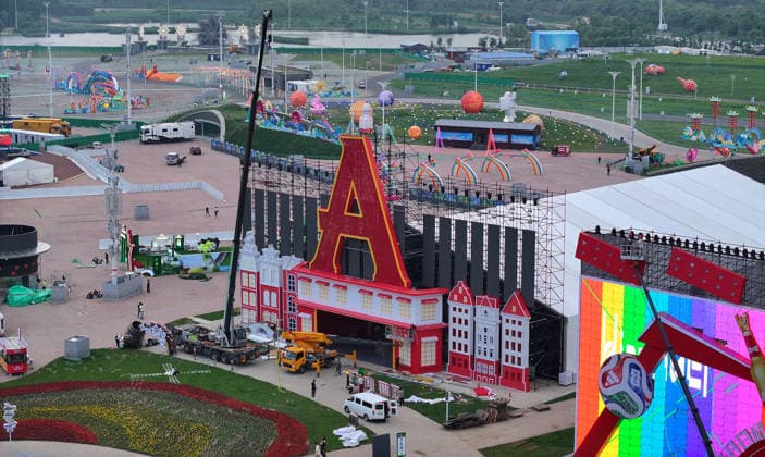 HARBIN, CHINA - JULY 02: The venue of the 24th Harbin International Beer Festival takes shape on July 2, 2026 in Harbin, Heilongjiang Province of China. The 24th Harbin International Beer Festival will open in early July at Harbin Ice and Snow World.  Copyright: xVCGx 111651817567
