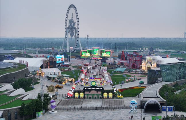 HARBIN, CHINA - JULY 02: The venue of the 24th Harbin International Beer Festival takes shape on July 2, 2026 in Harbin, Heilongjiang Province of China. The 24th Harbin International Beer Festival will open in early July at Harbin Ice and Snow World.  Copyright: xVCGx 111651817550