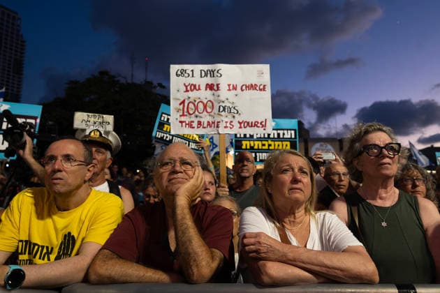 July 2, 2026, Tel Aviv, Israel: A protester holds a placard reading, 6,851 days you are responsible. during an anti-government rally. A rally was held to mark 1,000 days since the October 7 massacre. Demonstrators protested against the Israeli government, accusing it of responsibility for the failures that led to the attack and calling for a state commission of inquiry, which they say the government opposes because its findings could implicate Prime Minister Benjamin Netanyahu. Tel Aviv Israel  - ZUMAs197 20260702_aaa_s197_363 Copyright: xYaelxGuiskyxAbasx