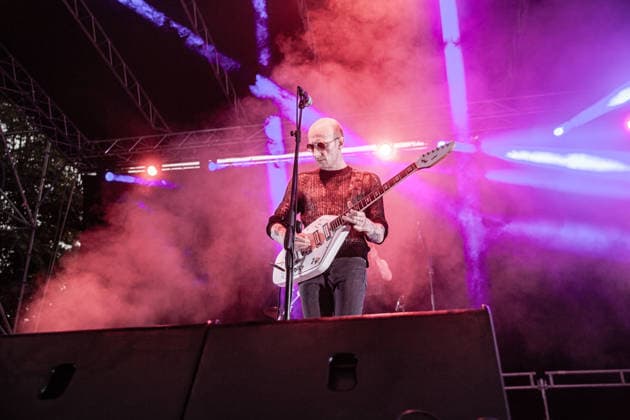 July 2, 2026, Soliera, Emilia Romagna, Italy: Singer and guitarist Craig Dyer of the British post-punk band The Underground Youth performs on stage during a concert. Singer and guitarist Craig Dyer performed on stage at Piazza Lusvardi in Soliera (Modena) during a concert by British post-punk band The Underground Youth. The event marked the opening night of the nineteenth edition of the Arti Vive Festival. Soliera Italy  - ZUMAs197 20260702_aaa_s197_415 Copyright: xCarloxVerganix