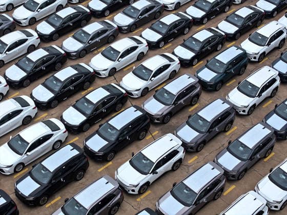 LIANYUNGANG, CHINA - JULY 03: Aerial view of domestic vehicles waiting to be loaded onto a ro-ro ship for export at Lianyungang Port on July 3, 2026 in Lianyungang, Jiangsu Province of China.  Copyright: xVCGx 111651949593
