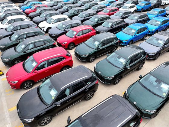 LIANYUNGANG, CHINA - JULY 03: Aerial view of domestic vehicles waiting to be loaded onto a ro-ro ship for export at Lianyungang Port on July 3, 2026 in Lianyungang, Jiangsu Province of China.  Copyright: xVCGx 111651949605