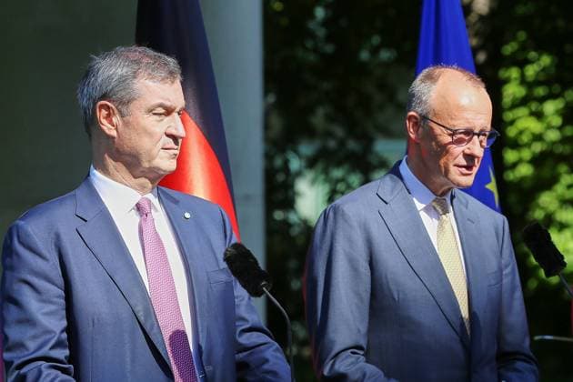 Berlin, Deutschland, 02.07.2026: Bundeskanzleramt: Pressekonferenz nach Koalitionsausschuss: Bayerns Ministerpräsident Markus Söder (CSU) und Bundeskanzler Friedrich Merz (CDU) *** Berlin, Germany, July 2, 2026: Press conference at the Federal Chancellery following the coalition committee meeting with Bavarian Minister-President Markus Söder (CSU) and Federal Chancellor Friedrich Merz (CDU) Copyright: xdtsxNachrichtenagenturx dts_126064