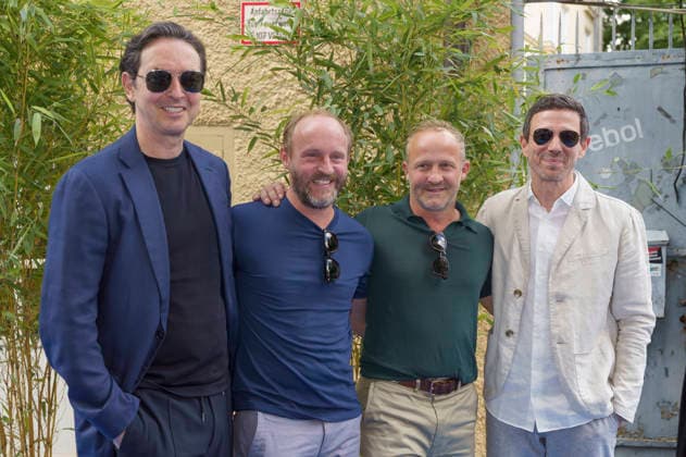 Martin Bachmann, Florian Brückner, Maximilian Brückner und Oliver Berben beim Empfang des FilmFernsehFonds Bayern auf dem 43. Filmfest München 2026 auf der Praterinsel. München, 02.07.2026 *** Martin Bachmann, Florian Brückner, Maximilian Brückner, and Oliver Berben at the FilmFernsehFonds Bayern reception during the 43rd Munich Film Festival 2026 on Prater Island in Munich, July 2, 2026 Foto:xN.xKolinzx xFuturexImagex fff_6750
