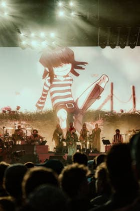 Gorillaz live at Roskilde Festival 2026 Roskilde, Denmark. 02nd, July 2026. The British band Gorillaz performs a live concert during Danish music festival Roskilde Festival 2026 in Roskilde. Here singer and musician Damon Albarn is seen live on stage. Denmark, Roskilde  Copyright: xGonzalesxPhoto MathiasxKristensenx