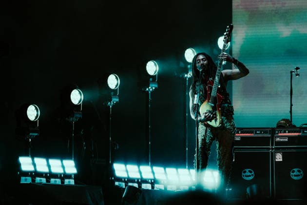 Gorillaz live at Roskilde Festival 2026 Roskilde, Denmark. 02nd, July 2026. The British band Gorillaz performs a live concert during Danish music festival Roskilde Festival 2026 in Roskilde. Here bass player Seye Adelekan is seen live on stage. Denmark, Roskilde  Copyright: xGonzalesxPhoto MathiasxKristensenx