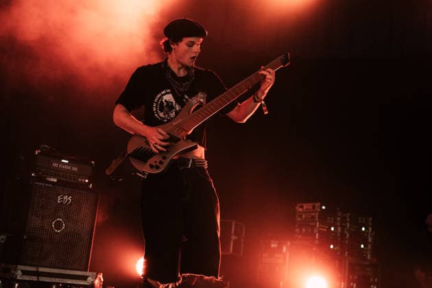 Truck Violence live at Roskilde Festival 2026 Roskilde, Denmark. 02nd, July 2026. The Canadian rock band Truck Violence performs a live concert during the Danish music festival Roskilde Festival 2026 in Roskilde. Here bass player Chris Clegg is seen live on stage. Denmark, Roskilde  Copyright: xGonzalesxPhoto MathiasxKristensenx
