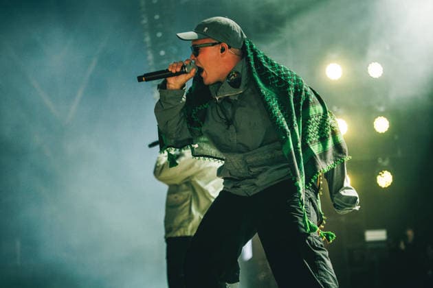 Kneecap live at Roskilde Festival 2026 Roskilde, Denmark. 03rd, July 2026. The Irish hip-hop trio Kneecap performs a live concert during Danish music festival Roskilde Festival 2026 in Roskilde. Denmark, Roskilde  Copyright: xGonzalesxPhoto ChristianxHjorthx