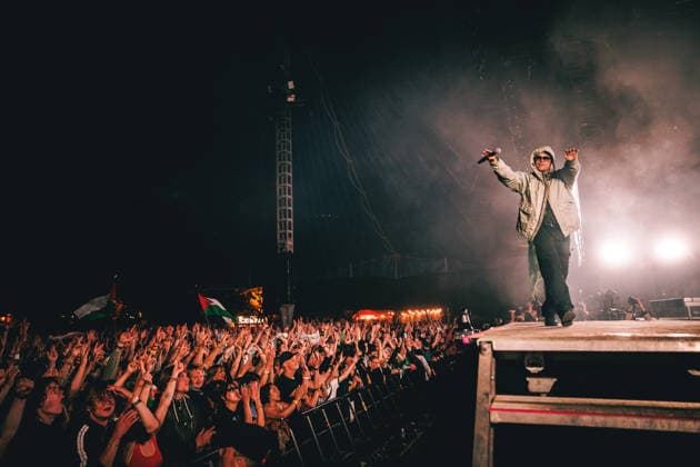Kneecap live at Roskilde Festival 2026 Roskilde, Denmark. 03rd, July 2026. The Irish hip-hop trio Kneecap performs a live concert during Danish music festival Roskilde Festival 2026 in Roskilde. Denmark, Roskilde  Copyright: xGonzalesxPhoto ChristianxHjorthx