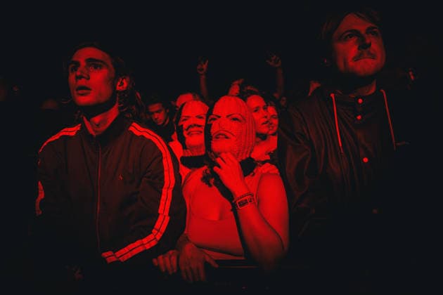 Kneecap live at Roskilde Festival 2026 Roskilde, Denmark. 03rd, July 2026. Concert goers seen at a live concert with the Irish hip-hop trio Kneecap during Danish music festival Roskilde Festival 2026 in Roskilde. Denmark, Roskilde  Copyright: xGonzalesxPhoto ChristianxHjorthx
