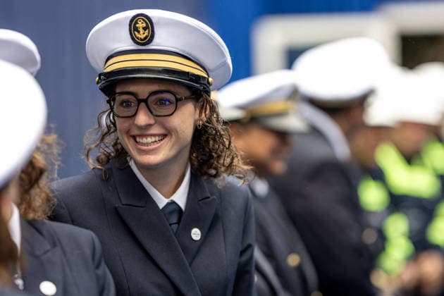 Christening of CMA CGM Notre Dame - Le Havre Member of the navigation team seen during the christening ceremony of the container ship CMA CGM NOTRE DAME, propelled by liquefied natural gas, at Le Havre port, France on July 2, 2026. Photo by Ammar Abd Rabbo ABACAPRESS.COM Le Havre France  Copyright: xAbdxRabboxAmmar ABACAx