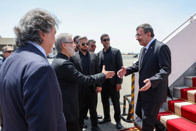 Turkish Vice President Cevdet Yilmaz arrives in Iran to attend funeral ceremony for former Iranian Supreme Leader Ali Khamenei TEHRAN, IRAN - JULY 3: Turkish Vice President Cevdet Yilmaz is welcomed at the airport by Iranian Minister of Science, Research and Technology Hossein Simayi Sarraf and Turkish Ambassador to Tehran Hicabi Kirlangic after arriving in Tehran, Iran, on July 3, 2026, to attend the state funeral ceremony for former Iranian Supreme Leader Ali Khamenei, who lost his life in a joint U.S.-Israeli attack on Iran on Feb. 28. Ahmet Okur Anadolu Tehran Iran. Editorial use only. Please get in touch for any other usage.  Copyright: x2026xAnadoluxAhmetxOkurx