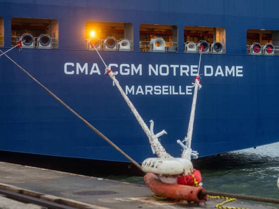 Christening of CMA CGM Notre Dame - Le Havre The CMA-CGM Notre Dame, the largest ship flying the French flag, is seen during its official integration ceremony in Le Havre, France on July 02, 2026, as the vessel operates on liquefied gas. Photo by Mario FOURMY ABACAPRESS.COM Le Havre France  Copyright: xFourmyxMario ABACAx