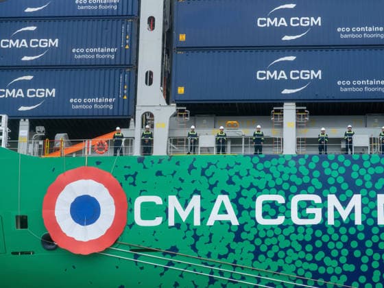 Christening of CMA CGM Notre Dame - Le Havre The CMA-CGM Notre Dame, the largest ship flying the French flag, is seen during its official integration ceremony in Le Havre, France on July 02, 2026, as the vessel operates on liquefied gas. Photo by Mario FOURMY ABACAPRESS.COM Le Havre France  Copyright: xFourmyxMario ABACAx