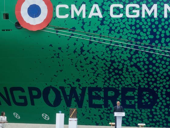 Christening of CMA CGM Notre Dame - Le Havre The CMA-CGM Notre Dame, the largest ship flying the French flag, is seen during its official integration ceremony in Le Havre, France on July 02, 2026, as the vessel operates on liquefied gas. Photo by Mario FOURMY ABACAPRESS.COM Le Havre France  Copyright: xFourmyxMario ABACAx