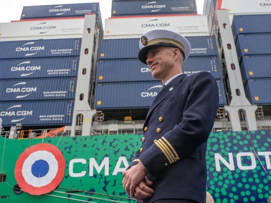 Christening of CMA CGM Notre Dame - Le Havre The CMA-CGM Notre Dame, the largest ship flying the French flag, is seen during its official integration ceremony in Le Havre, France on July 02, 2026, as the vessel operates on liquefied gas. Photo by Mario FOURMY ABACAPRESS.COM Le Havre France  Copyright: xFourmyxMario ABACAx