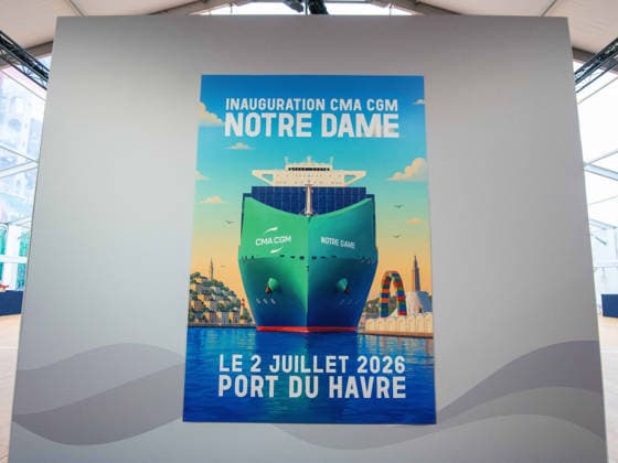 Christening of CMA CGM Notre Dame - Le Havre The CMA-CGM Notre Dame, the largest ship flying the French flag, is seen during its official integration ceremony in Le Havre, France on July 02, 2026, as the vessel operates on liquefied gas. Photo by Mario FOURMY ABACAPRESS.COM Le Havre France  Copyright: xFourmyxMario ABACAx