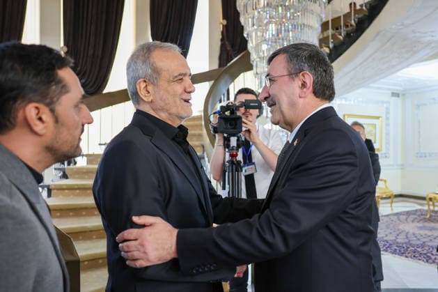 Turkish Vice President Cevdet Yilmaz in Tehran TEHRAN, IRAN - JULY 3: Turkish Vice President Cevdet Yilmaz (R) meets with Iranian President Masoud Pezeshkian (L) in Tehran, Iran, on July 3, 2026, after arriving in the Iranian capital to attend the state funeral ceremony for former Iranian Supreme Leader Ali Khamenei, who lost his life in a joint U.S.-Israeli attack on Iran on Feb. 28. Ahmet Okur Anadolu Tehran Iran. Editorial use only. Please get in touch for any other usage.  Copyright: x2026xAnadoluxAhmetxOkurx