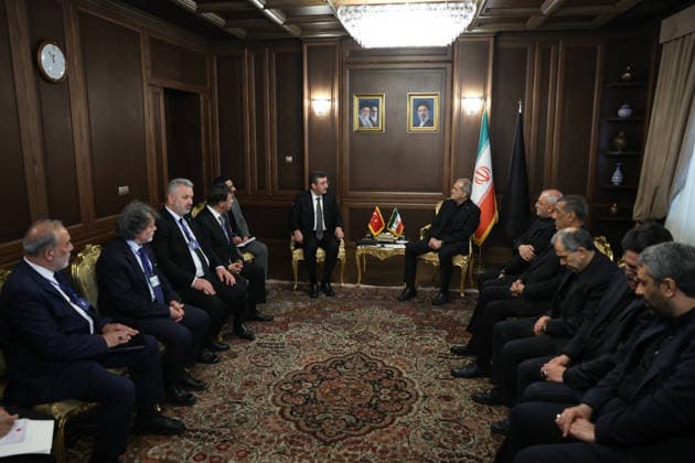 Turkish Vice President Cevdet Yilmaz in Tehran TEHRAN, IRAN - JULY 3: Turkish Vice President Cevdet Yilmaz and his delegation meet with Iranian President Masoud Pezeshkian and the accompanying Iranian delegation in Tehran, Iran, on July 3, 2026. Yilmaz arrived in the Iranian capital to attend the state funeral ceremony for former Iranian Supreme Leader Ali Khamenei, who lost his life in a joint U.S.-Israeli attack on Iran on Feb. 28. Ahmet Okur Anadolu Tehran Iran. Editorial use only. Please get in touch for any other usage.  Copyright: x2026xAnadoluxAhmetxOkurx
