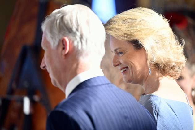 King Philippe - Filip and Queen Mathilde of Belgium pictured during a visit to the Royal Palace in Brussels on Friday 03 July 2026. The Royal Palace will be opened for public from 3 July to 16 August.  ERICxLALMAND 180238292
