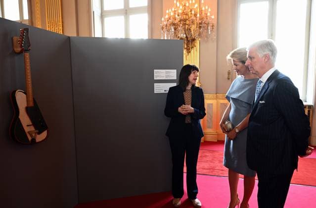 Queen Mathilde and King Philippe - Filip of Belgium pictured during a visit to the expo on view at the Royal Palace in Brussels on Friday 03 July 2026. The Royal Palace will be opened for public from 3 July to 16 August.  ERICxLALMAND 180238757