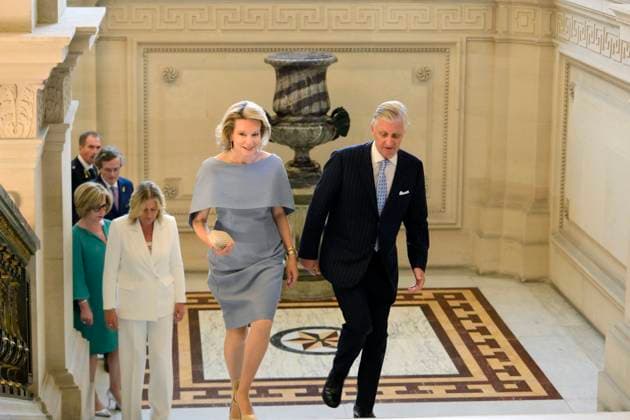 Reopening of the Royal Palace in Brussels Following Renovation BRUSSELS, BELGIUM - JULY 03: King Philippe of Belgium and Queen Mathilde of Belgium pictured visiting the reopening of the Royal Palace in Brussels following renovation pictured after on July 03, 2026 in Brussels, Belgium, 03 07 2026 Brussels Belgium  Copyright: xPhilipxReynaersx