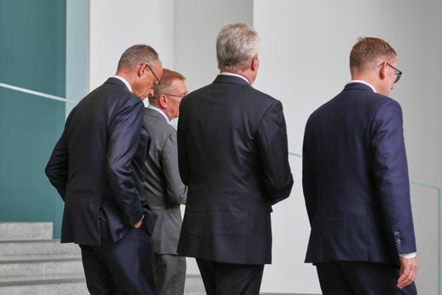 Berlin, Deutschland, 03.07.2026: Bundeskanzleramt: Empfang der Staats- und Regierungschefs der drei baltischen Länder Lettland, Estland und Litauen: Bundeskanzler Friedrich Merz (CDU), Lettlands Präsident Edgars Rinkevics, Litauens Staatspräsident Gitanas Nauseda, Estlands Ministerpräsident Kristen Michal *** Berlin, Germany, July 3, 2026, Federal Chancellery: Reception for the heads of state and government of the three Baltic countries—Latvia, Estonia, and Lithuania—including Federal Chancellor Friedrich Merz (CDU), Latvian President Edgars Rinkevics, Lithuanian President Gitanas Nauseda, and Estonian Prime Minister Kristen Michal Copyright: xdtsxNachrichtenagenturx dts_126160