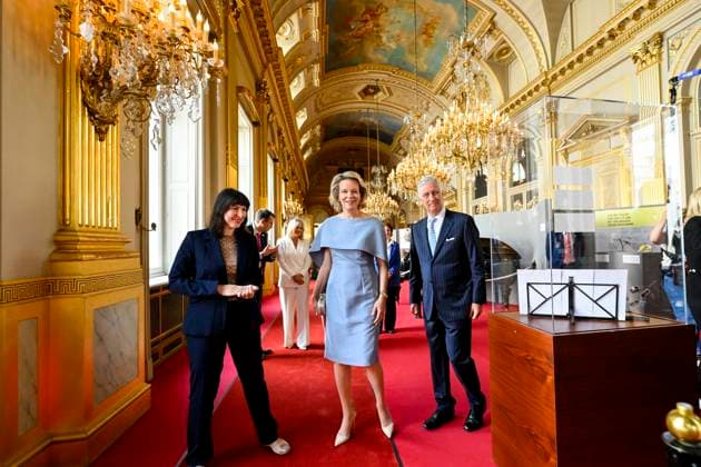 Reopening of the Royal Palace in Brussels Following Renovation BRUSSELS, BELGIUM - JULY 03: King Philippe of Belgium and Queen Mathilde of Belgium pictured visiting the reopening of the Royal Palace in Brussels following renovation pictured after on July 03, 2026 in Brussels, Belgium, 03 07 2026 Brussels Belgium  Copyright: xPhilipxReynaersx