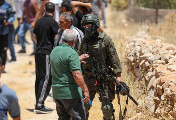 Israeli soldiers intervene against Palestinians performing Islamic Friday prayer BETHLEHEM, WEST BANK, PALESTINE - JULY 03: Israeli soldiers intervene with stun grenades and tear gas against Palestinians performing Friday prayers during a raid on the village of Abu Nujaym, near Bethlehem in West Bank, Palestine on July 03, 2026. Tensions erupted between several Palestinian residents and Israeli soldiers. Wisam Hashlamoun Anadolu Bethlehem West Bank. Editorial use only. Please get in touch for any other usage.  Copyright: x2026xAnadoluxWisamxHashlamounx