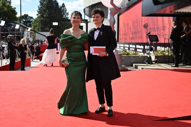 Czech actress Alena Mihulova, left, and her daughter Karolina Kachynova arrive at the opening of the 60th Karlovy Vary International Film Festival, on June 3, 2026, in Karlovy Vary, Czech Republic. (CTKxPhoto KaterinaxSulova) CTKPhotoP2026070306227  CTKPhotoP2026070306227