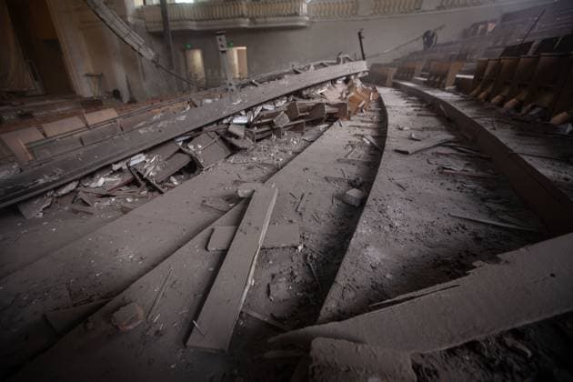 Russian Airstrike Damages Evangelical Church in Kramatorsk KRAMATORSK, DONETSK REGION, UKRAINE JULY 3, 2026: Damage is seen at the Good News Evangelical Church in Kramatorsk, Donetsk region, Ukraine, following a Russian airstrike that struck a residential area during the night of June 30, 2026. The church, housed in a former Soviet-era cinema, sustained significant damage in the attack. Kramatorsk Donetsk Ukraine Copyright: x xFranciscoxRichartxBarbeirax xJNAxPressx