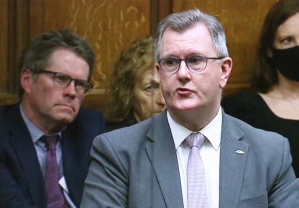 RECORD DATE NOT STATED Sir Jeffrey Mark Donaldson is a Unionist politician from Northern Ireland Sir Jeffrey Mark Donaldson (born 7 December 1962) is a Unionist politician from Northern Ireland who has served as leader of the Democratic Unionist Party (DUP) since June 2021. He has been the Member of Parliament (MP) for Lagan Valley since 1997, and leader of the DUP in the UK House of Commons since 2019. He is Northern Ireland s longest-serving current MP , WHA_167_0866.jpg, Sir Jeffrey Mark Donaldson, Unionist politician, Northern Ireland, leader, Democratic Unionist Party, DUP, Member of Parliament, MP, Lagan Valley, UK House of Commons, politics Copyright: xx