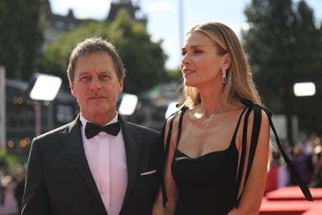 Czech model Daniela Pestova, right, and Slovak musician Pavol Palo Habera arrive at the opening of the 60th Karlovy Vary International Film Festival, on June 3, 2026, in Karlovy Vary, Czech Republic. (CTKxPhoto KaterinaxSulova) CTKPhotoP2026070306734  CTKPhotoP2026070306734