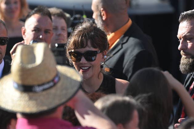 American actress Maggie Gyllenhaal, middle, arrives at the opening of the 60th Karlovy Vary International Film Festival, on June 3, 2026, in Karlovy Vary, Czech Republic. (CTKxPhoto SlavomirxKubes) CTKPhotoP2026070306810  CTKPhotoP2026070306810
