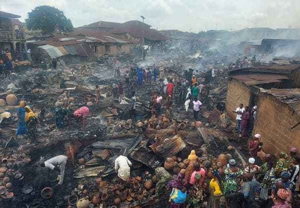 Fire breaks out at market in Nigeria IBADAN, NIGERIA - JULY 3: Smoke rises over the aftermath of a fire at Bode Market in Ibadan, the capital of Oyo State, Nigeria, on July 3, 2026. The blaze destroyed numerous shops, leaving extensive damage as residents gathered at the scene. Oluwasegun Falomo Anadolu Ibadan Nigeria. Editorial use only. Please get in touch for any other usage.  Copyright: x2026xAnadoluxOluwasegunxFalomox