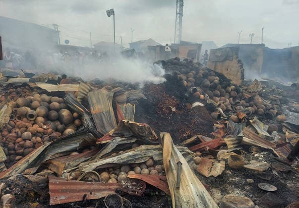 Fire breaks out at market in Nigeria IBADAN, NIGERIA - JULY 3: Smoke rises over the aftermath of a fire at Bode Market in Ibadan, the capital of Oyo State, Nigeria, on July 3, 2026. The blaze destroyed numerous shops, leaving extensive damage as residents gathered at the scene. Oluwasegun Falomo Anadolu Ibadan Nigeria. Editorial use only. Please get in touch for any other usage.  Copyright: x2026xAnadoluxOluwasegunxFalomox