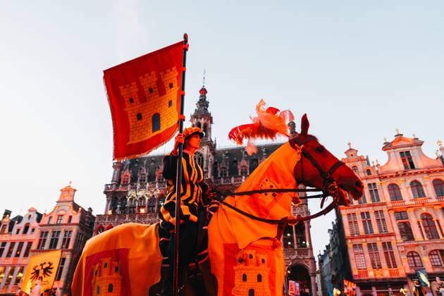 the Ommegang Oppidi Bruxellensis historical parade in the city center of Brussels, Friday 03 July 2026. This parade is an historical reenactment of the entry of Charles the fifth (Charles Quint - Keizer Karel) in Brussels in 1549. MARIUS BURGELMAN  MariusxBurgelman 180287568