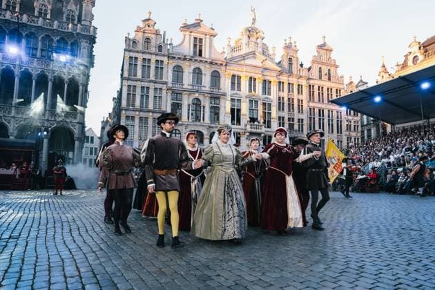 the Ommegang Oppidi Bruxellensis historical parade in the city center of Brussels, Friday 03 July 2026. This parade is an historical reenactment of the entry of Charles the fifth (Charles Quint - Keizer Karel) in Brussels in 1549. MARIUS BURGELMAN  MariusxBurgelman 180288529
