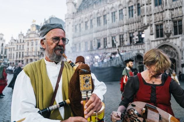 the Ommegang Oppidi Bruxellensis historical parade in the city center of Brussels, Friday 03 July 2026. This parade is an historical reenactment of the entry of Charles the fifth (Charles Quint - Keizer Karel) in Brussels in 1549. MARIUS BURGELMAN  MariusxBurgelman 180288695