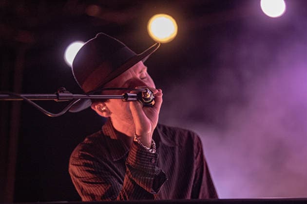 July 3, 2026, Soliera, Emilia Romagna, Italy: Jack Barnett of These New Puritans performs on stage during the presentation of their latest and acclaimed studio album, Crooked Wing at Piazza Lusvardi. Twins Jack and George Barnett, the founding nucleus of the British avant-garde band These New Puritans, took to the stage in Piazza Lusvardi in Soliera (MO) as one of the most anticipated headliners of the nineteenth edition of Arti Vive Festival. The cult band from Essex treated the audience to a powerful and captivating performance. Soliera Italy  - ZUMAs197 20260703_aaa_s197_097 Copyright: xCarloxVerganix