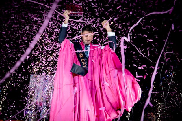 Celebration of the 19th Mr. Gay Spain Gala by MADO’s Kevin Carrera during the pageant and musical show for the 19th Mr. Gay Spain Gala, on July 3, 2026, in Madrid, Spain. The event, one of the central and most popular events in the capital’s official LGBTIQ Pride festival program, takes place on the main stage in Plaza de Espana to select the new national representative, combining visibility for the community, the candidates’ stories of overcoming adversity, and live artistic performances. A Pé MADRID, Spain MADRID, Spain Spain  Copyright: xA.xPÃ rezxMecax 7642734