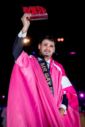 Celebration of the 19th Mr. Gay Spain Gala by MADO’s Kevin Carrera during the pageant and musical show for the 19th Mr. Gay Spain Gala, on July 3, 2026, in Madrid, Spain. The event, one of the central and most popular events in the capital’s official LGBTIQ Pride festival program, takes place on the main stage in Plaza de Espana to select the new national representative, combining visibility for the community, the candidates’ stories of overcoming adversity, and live artistic performances. A Pé MADRID, Spain MADRID, Spain Spain  Copyright: xA.xPÃ rezxMecax 7642736