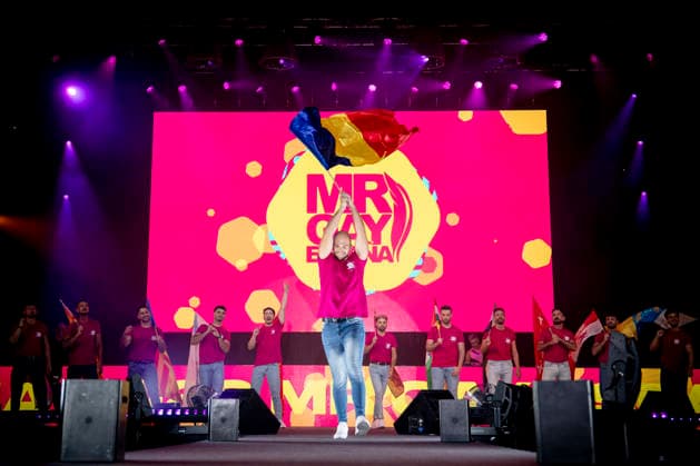 Celebration of the 19th Mr. Gay Spain Gala by MADO Claudio Ghica during the pageant and musical show for the 19th Mr. Gay Spain Gala, on July 3, 2026, in Madrid, Spain. The event, one of the central and most popular events in the capital’s official LGBTIQ Pride festival program, takes place on the main stage in Plaza de Espana to select the new national representative, combining visibility for the community, the candidates’ stories of overcoming adversity, and live artistic performances. A Pé MADRID, Spain MADRID, Spain Spain  Copyright: xA.xPÃ rezxMecax 7642771