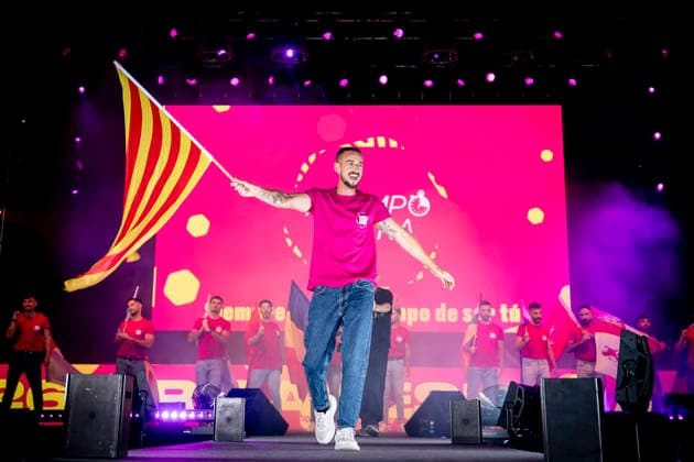 Celebration of the 19th Mr. Gay Spain Gala by MADO Cristian Alegre during the pageant and musical show for the 19th Mr. Gay Spain Gala, on July 3, 2026, in Madrid, Spain. The event, one of the central and most popular events in the capital’s official LGBTIQ Pride festival program, takes place on the main stage in Plaza de Espana to select the new national representative, combining visibility for the community, the candidates’ stories of overcoming adversity, and live artistic performances. A Pé MADRID, Spain MADRID, Spain Spain  Copyright: xA.xPÃ rezxMecax 7642773